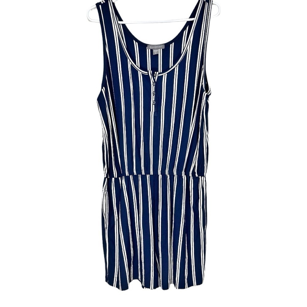 🌸NWT- Peace & Pearls- Navy/White Stripe Tank Shorts Romper- Size XL